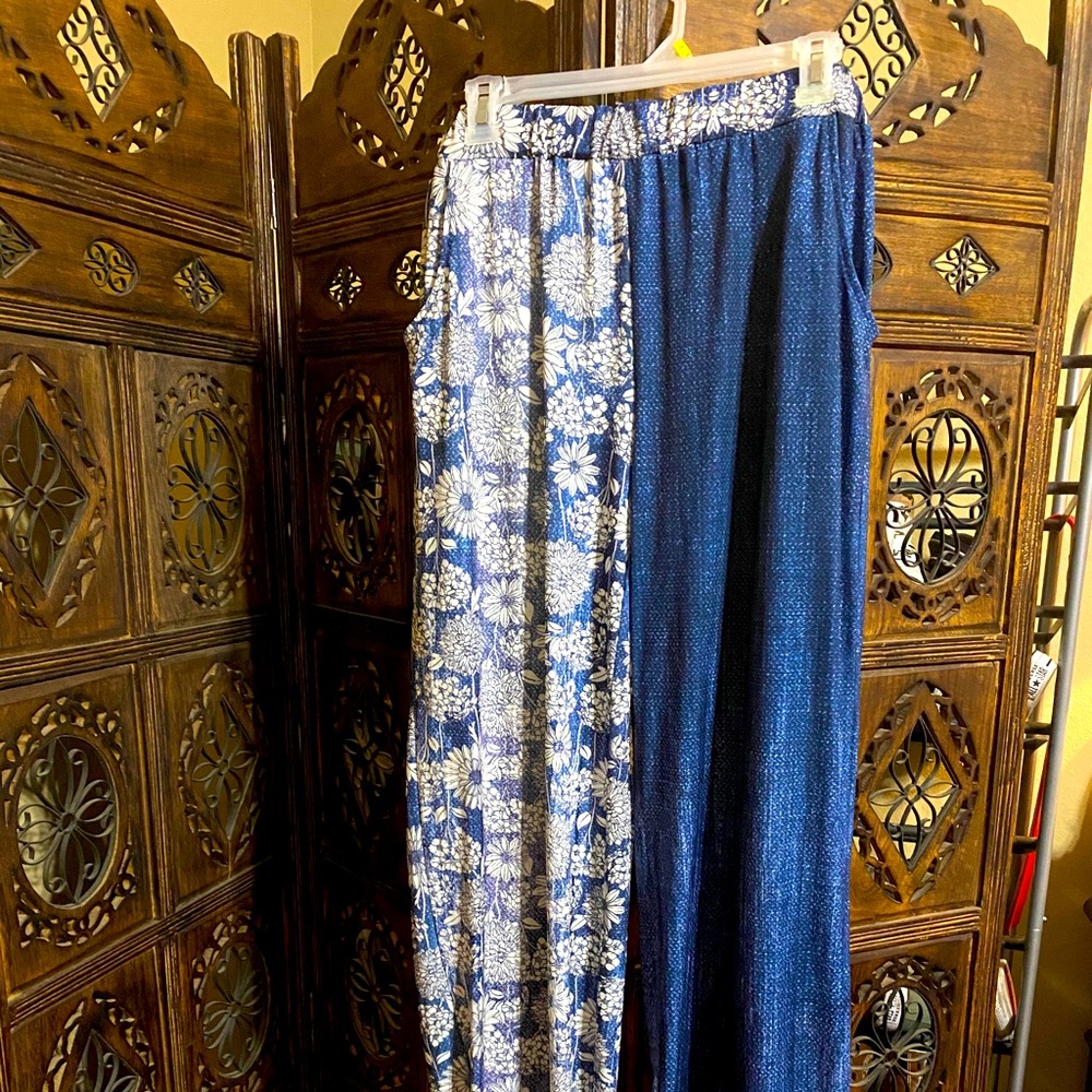 Asymmetrical color block harem pants